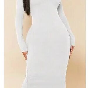 SHEIN Classic White Long Sleeve Slim Fit Dress